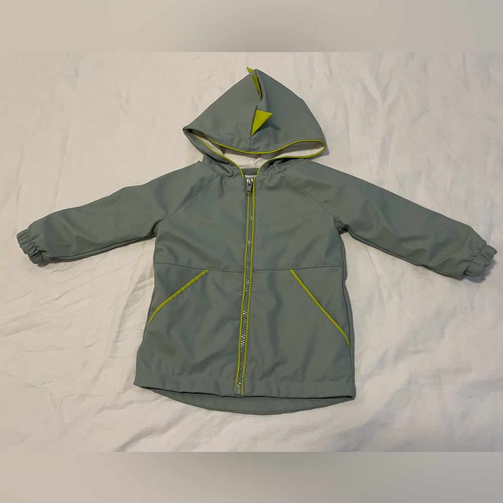 Tommy Bahamas Lined Dinosaur Hood Rain Jacket Sage Green Infant 12M Boys